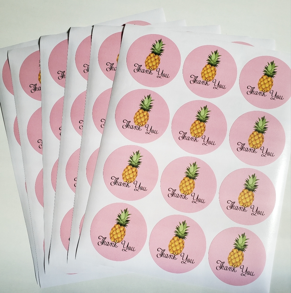 96 2.5" pineapple assorted Thank you Stickers